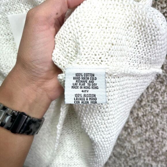 Eileen Fisher Tank Top Women's S White Cotton Tape Yarn Knit Sleeveless Crop NWT - Picture 6 of 6